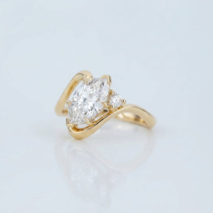 Marquise Swirl Solitaire Engagement Ring – 1 CT Lab Grown Diamond