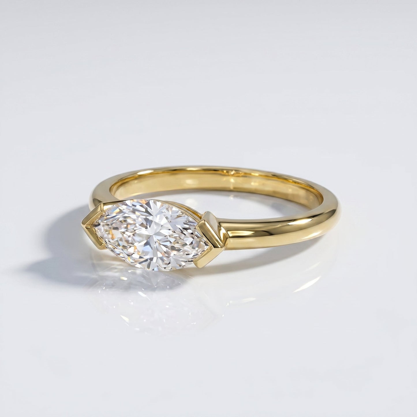 Marquise Swirl Solitaire Engagement Ring – 1 CT Lab Grown Diamond