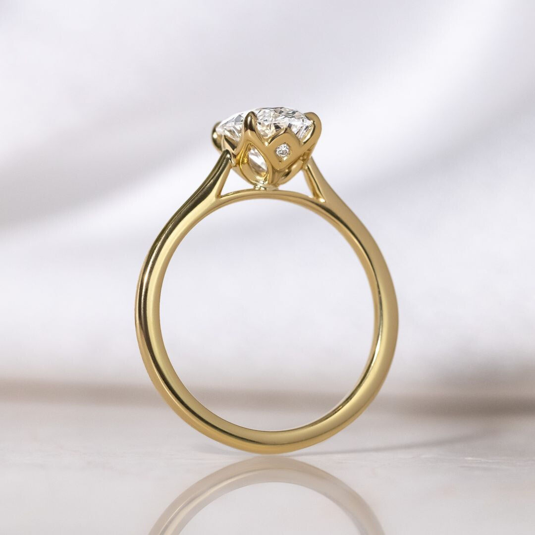 Marquise Shaped Three Stone Lab Grown Diamond Engagement Ring
