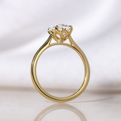 Marquise Shaped Three Stone Lab Grown Diamond Engagement Ring