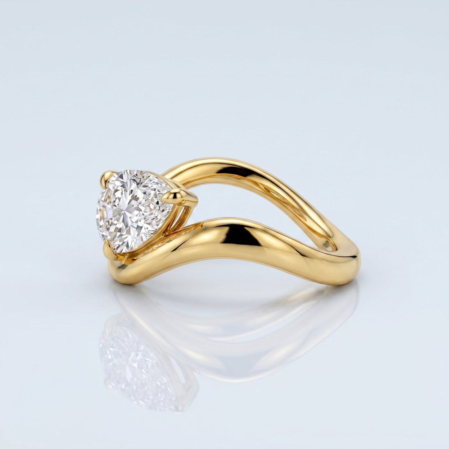 Marquise Swirl Solitaire Engagement Ring – 1 CT Lab Grown Diamond