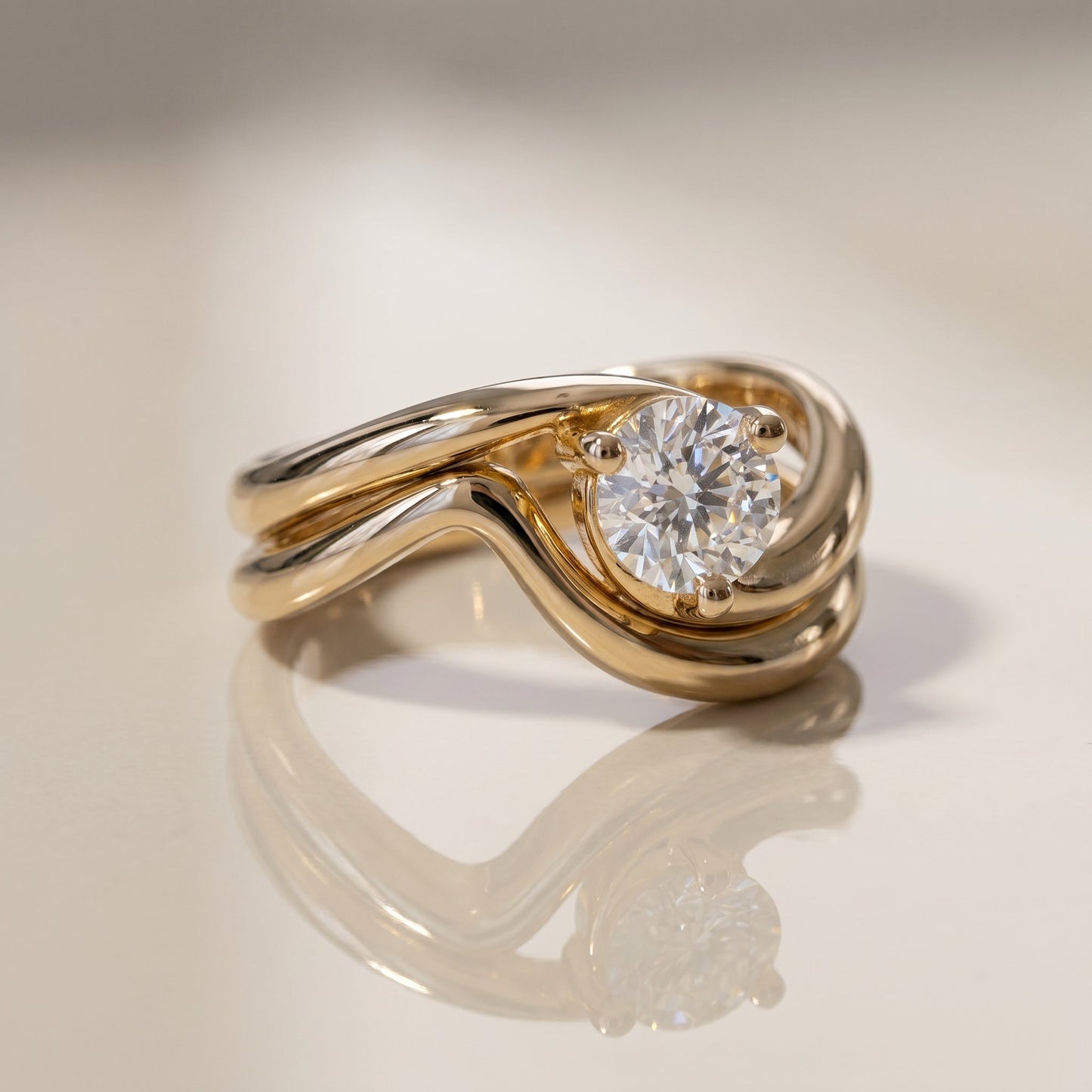 1.0 CT Round Solitaire Moissanite Diamond Bridal Ring Set