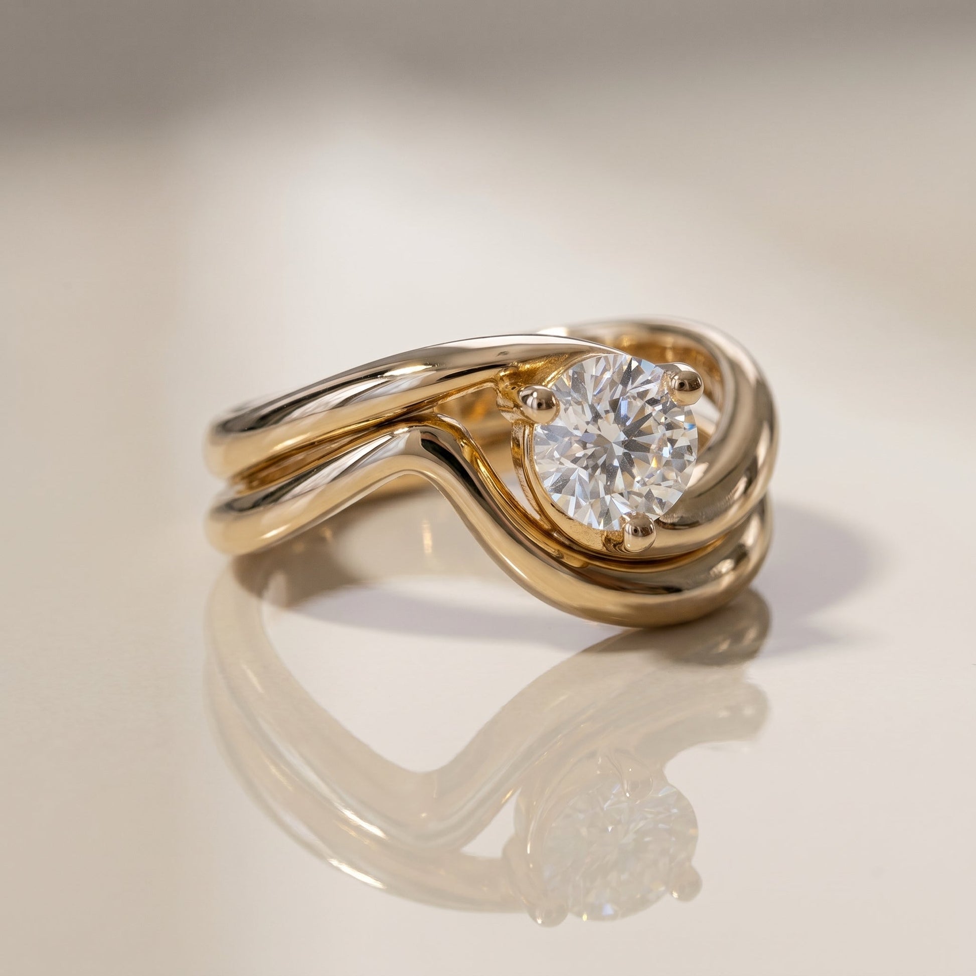 1.0 CT Round Solitaire Moissanite Diamond Bridal Ring Set
