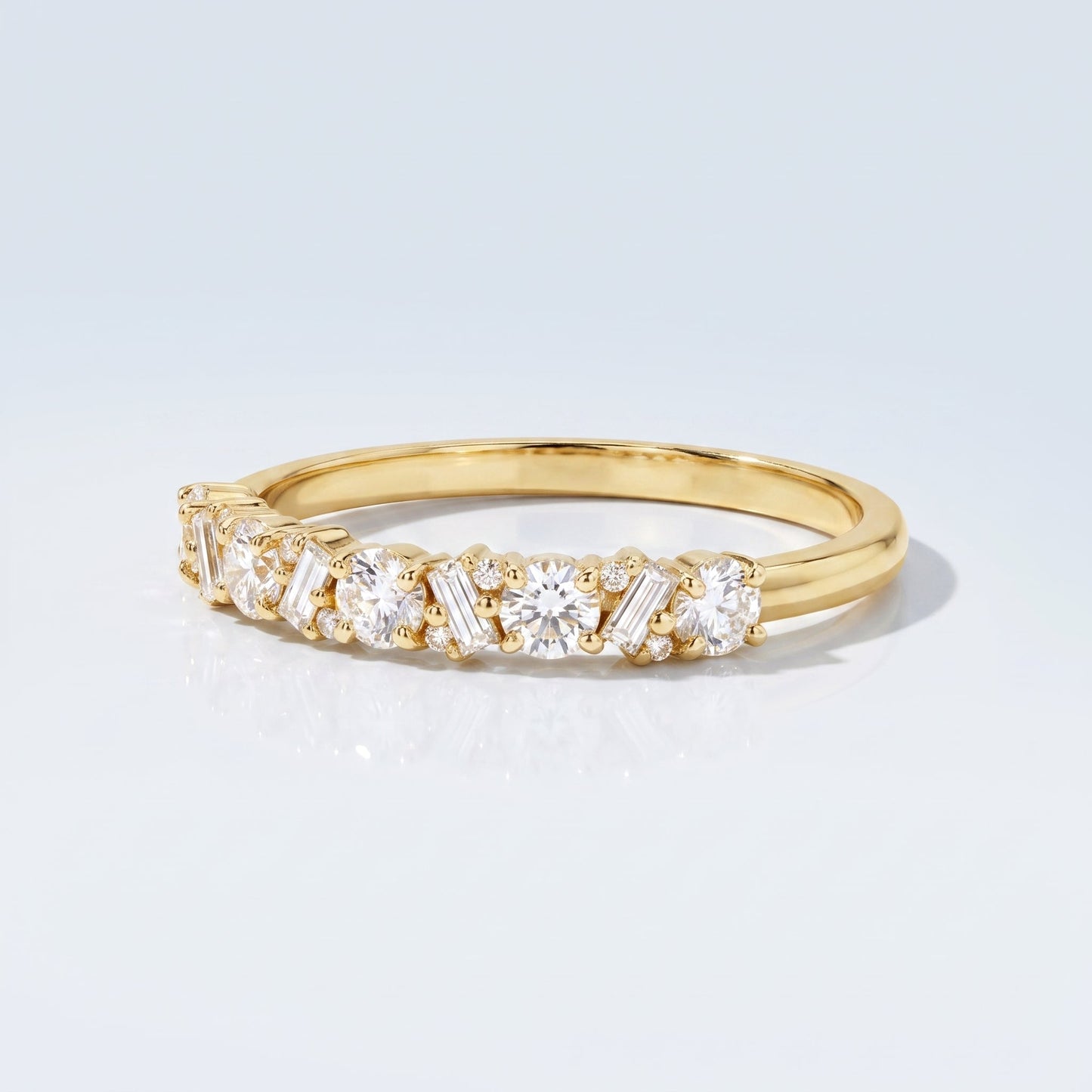 0.2 TCW Round Diamond Half Eternity DEF/VVS Lab Grown Wedding Band