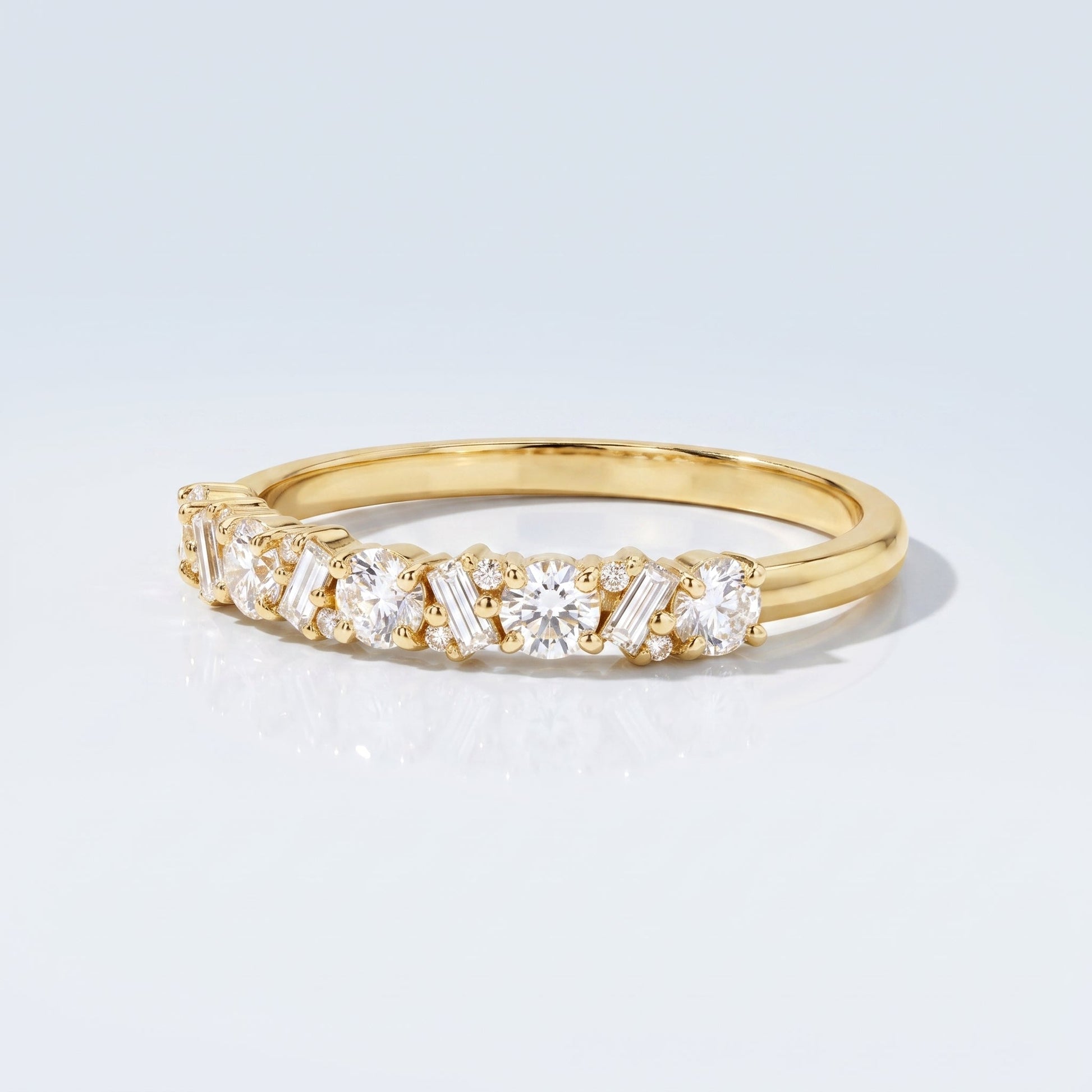 0.2 TCW Round Diamond Half Eternity DEF/VVS Lab Grown Wedding Band