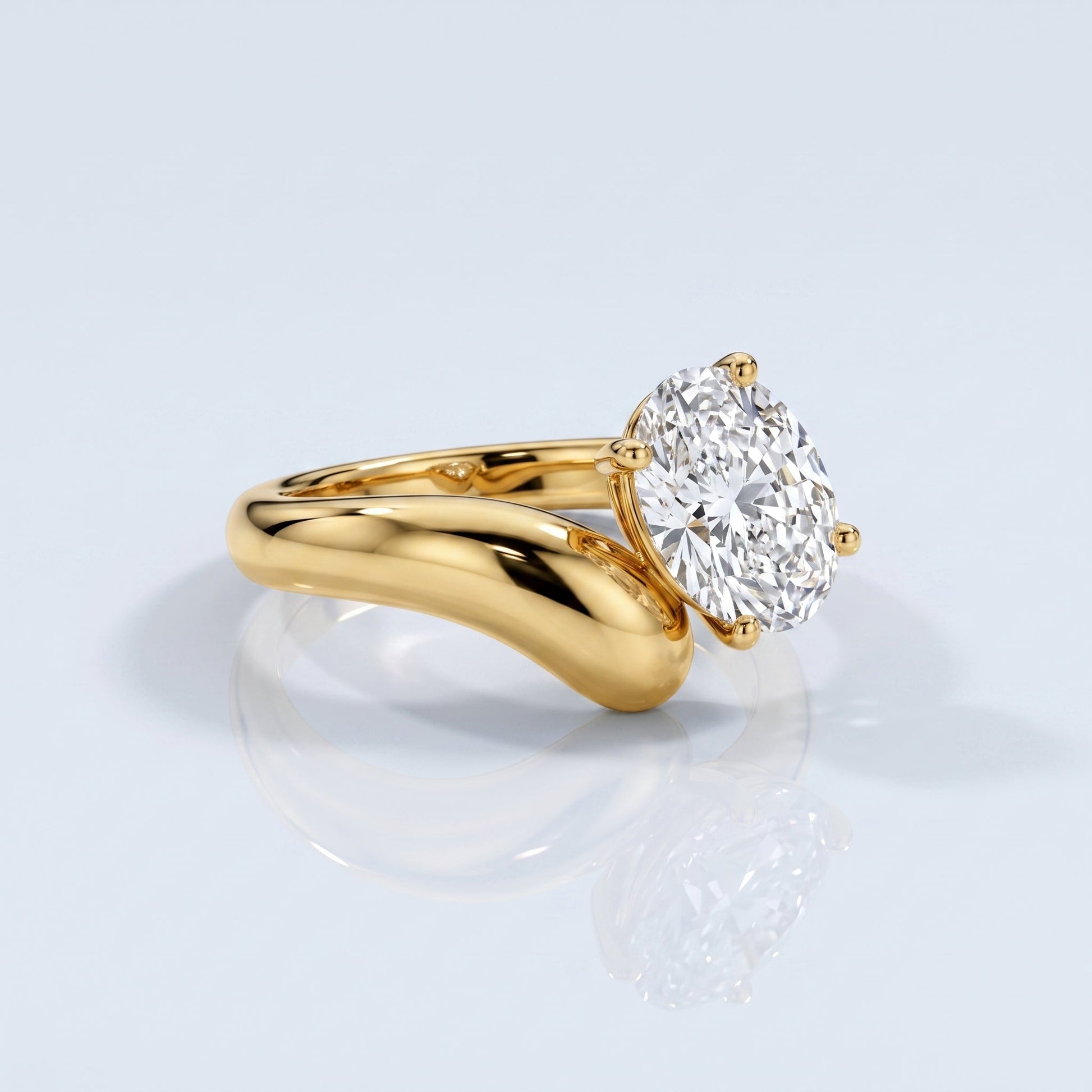 Marquise Swirl Solitaire Engagement Ring – 1 CT Lab Grown Diamond