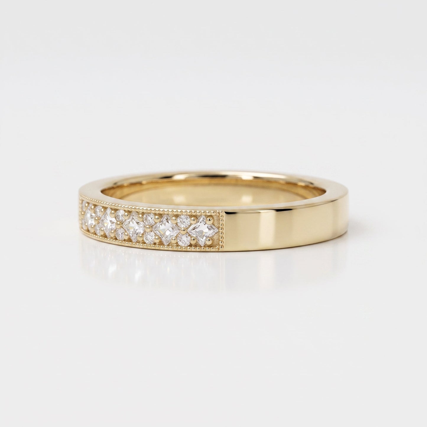 0.2 TCW Round Diamond Half Eternity DEF/VVS Lab Grown Wedding Band