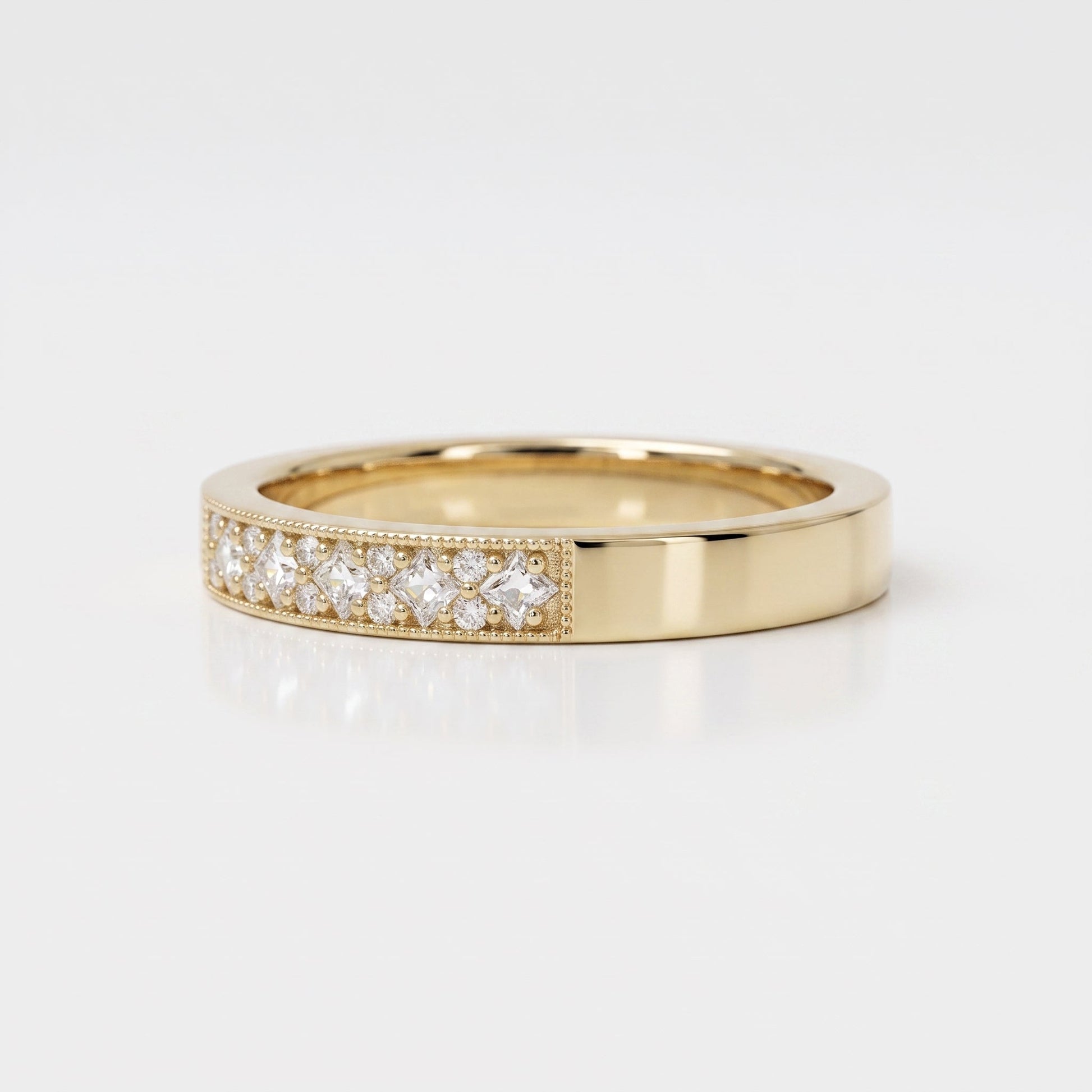 0.2 TCW Round Diamond Half Eternity DEF/VVS Lab Grown Wedding Band