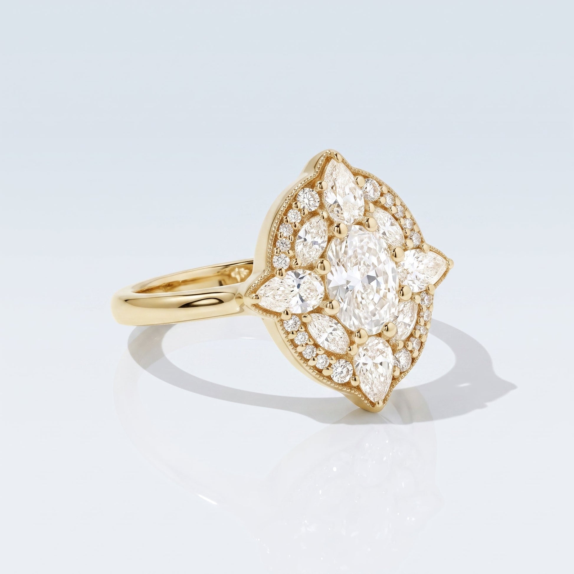 Marquise Swirl Solitaire Engagement Ring – 1 CT Lab Grown Diamond