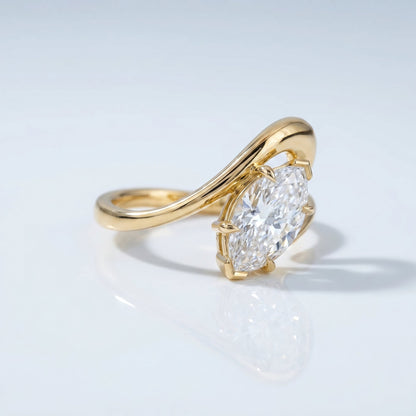Marquise Swirl Solitaire Engagement Ring – 1 CT Lab Grown Diamond