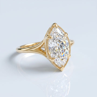 Marquise Swirl Solitaire Engagement Ring – 1 CT Lab Grown Diamond