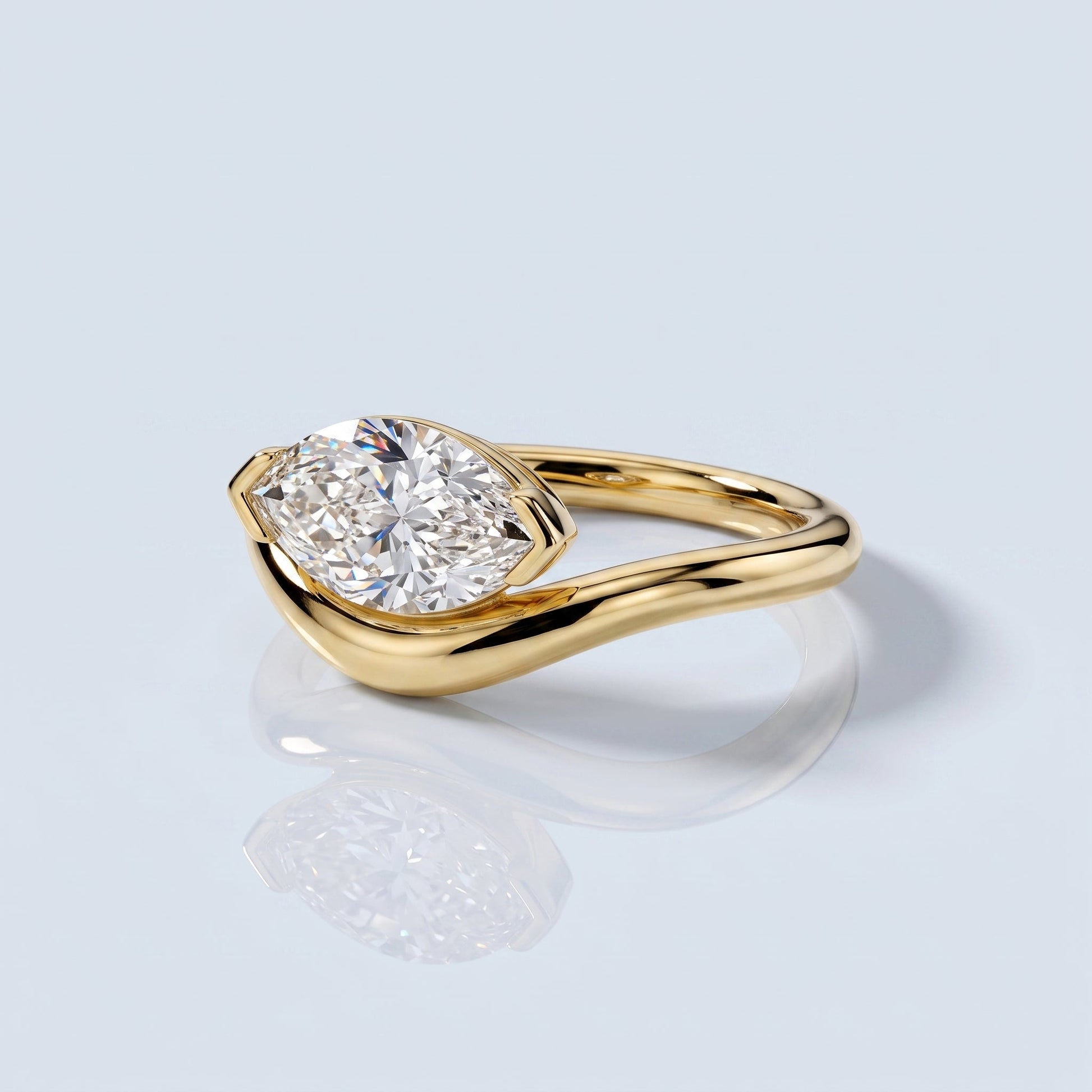 Marquise Swirl Solitaire Engagement Ring – 1 CT Lab Grown Diamond