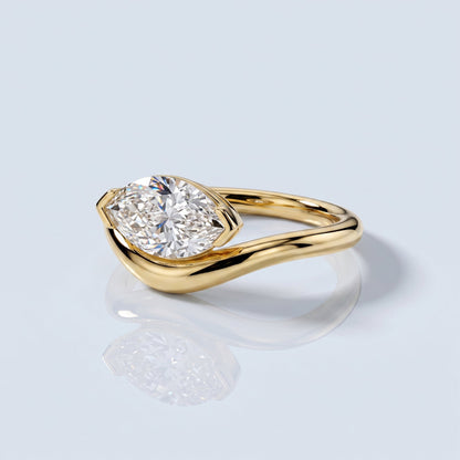 Marquise Swirl Solitaire Engagement Ring – 1 CT Lab Grown Diamond