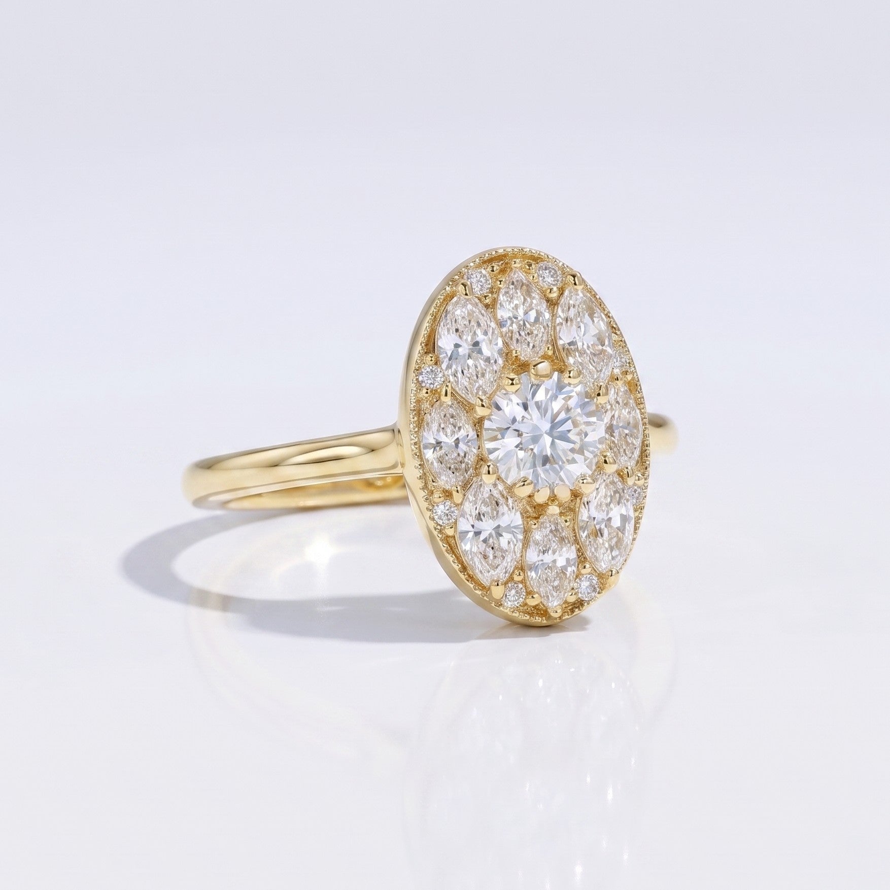 Marquise Swirl Solitaire Engagement Ring – 1 CT Lab Grown Diamond