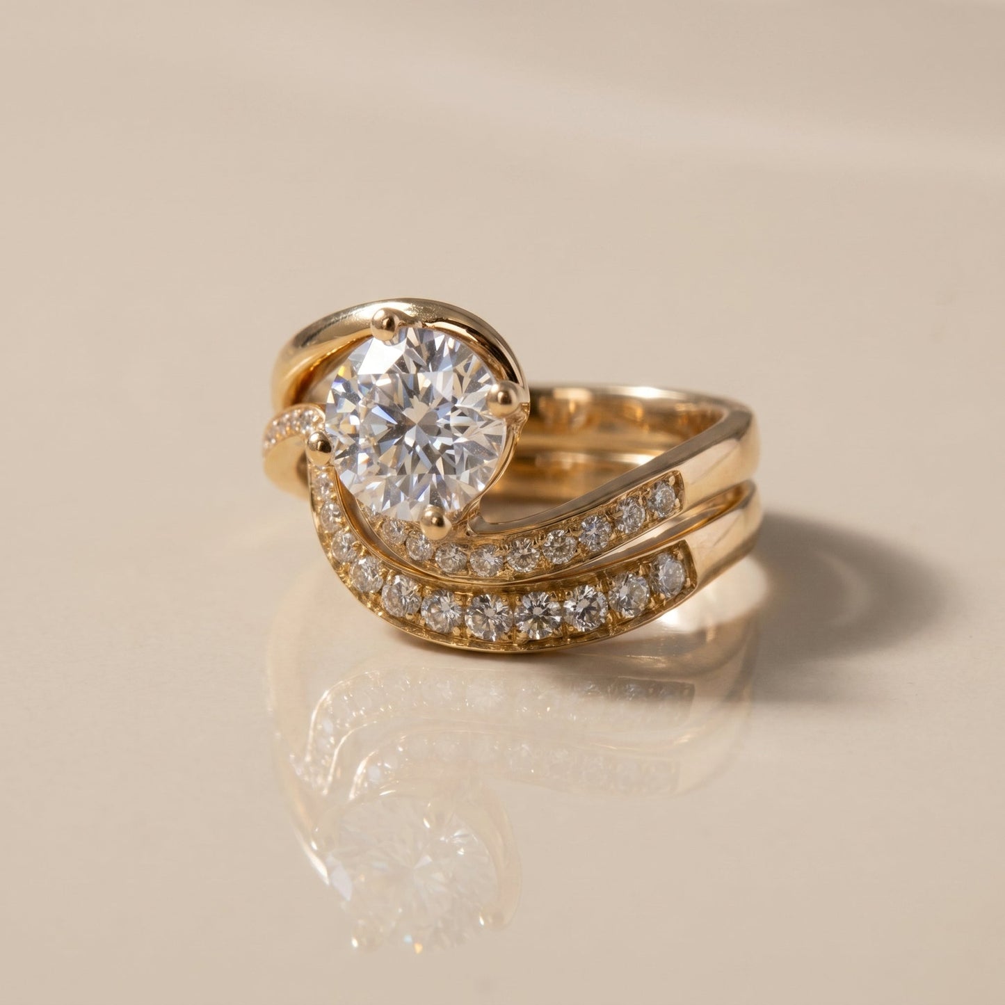 1.0 CT Round Solitaire Moissanite Diamond Bridal Ring Set