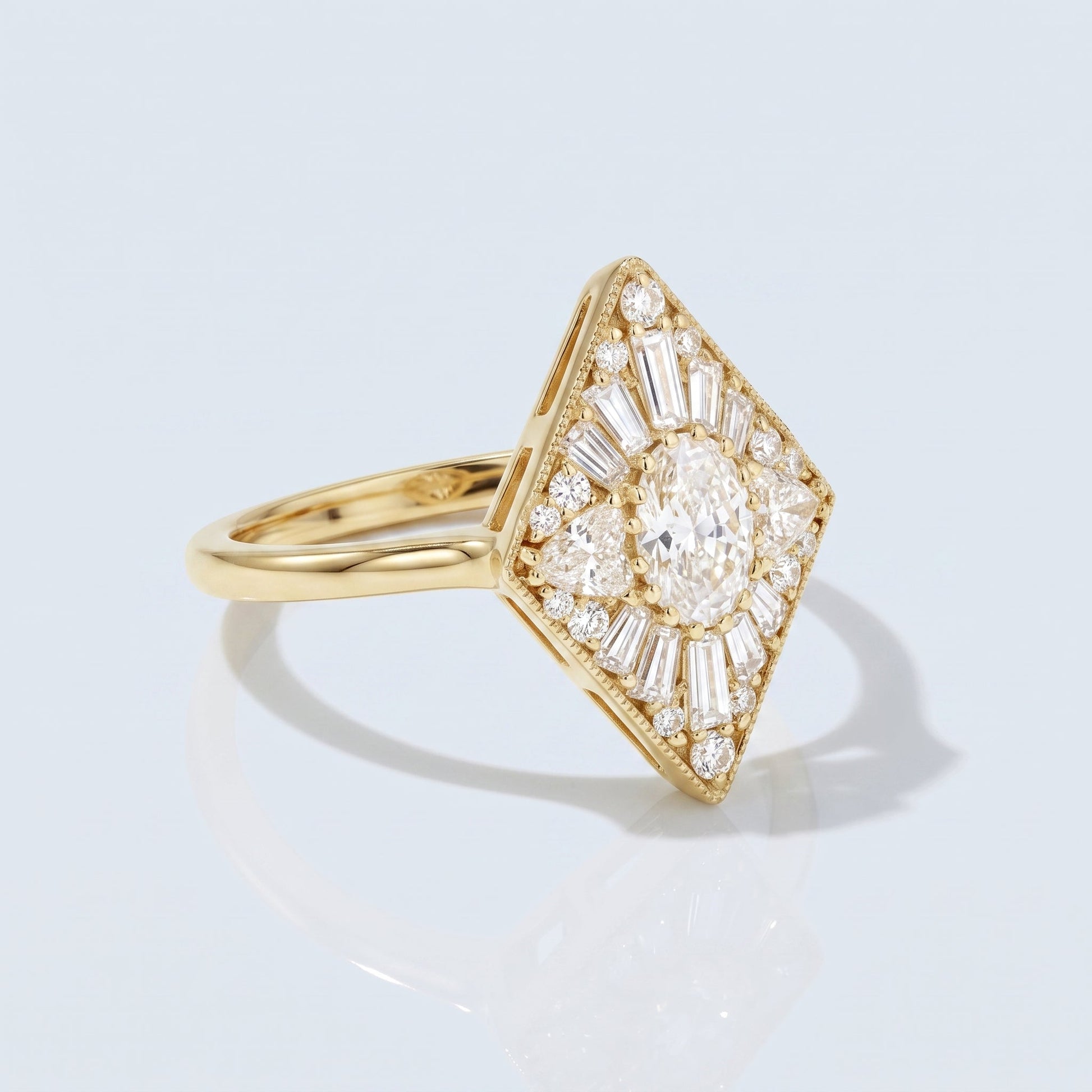 Marquise Swirl Solitaire Engagement Ring – 1 CT Lab Grown Diamond