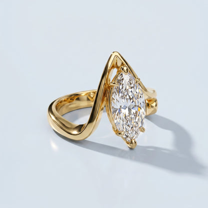 Marquise Swirl Solitaire Engagement Ring – 1 CT Lab Grown Diamond