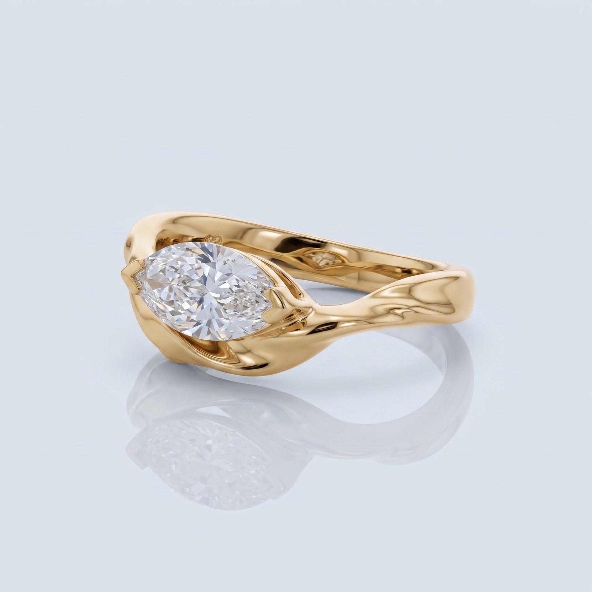Marquise Swirl Solitaire Engagement Ring – 1 CT Lab Grown Diamond