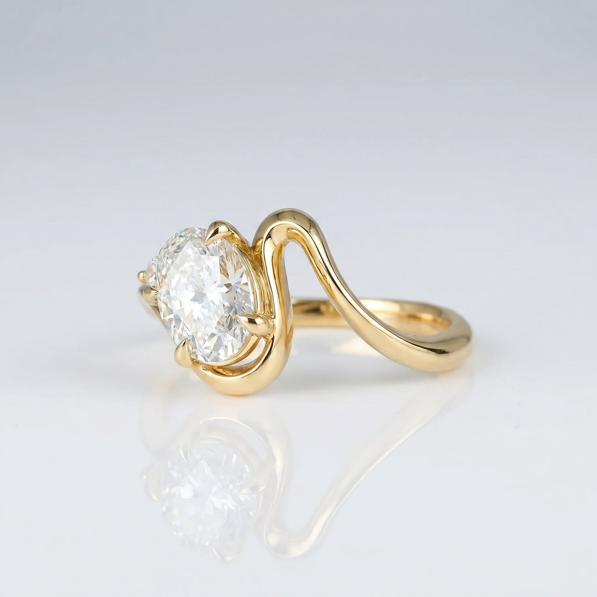 Marquise Swirl Solitaire Engagement Ring – 1 CT Lab Grown Diamond