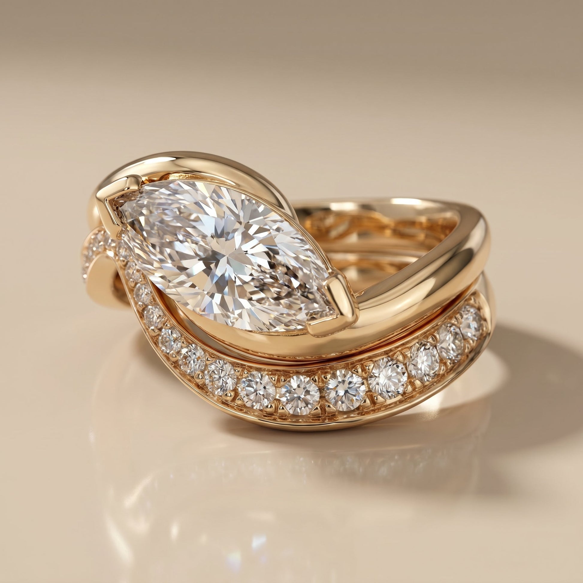 1.0 CT Round Solitaire Moissanite Diamond Bridal Ring Set