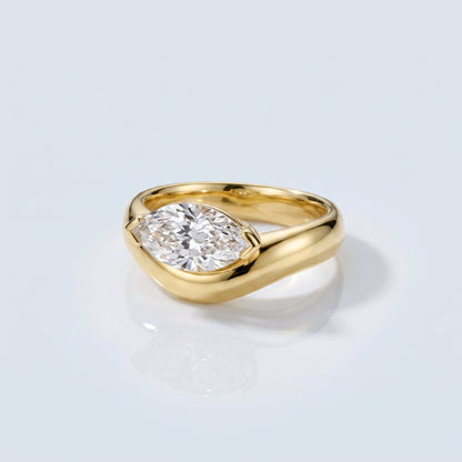 Marquise Swirl Solitaire Engagement Ring – 1 CT Lab Grown Diamond