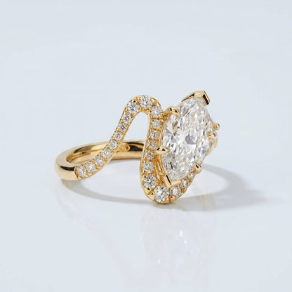 Marquise Swirl Solitaire Engagement Ring – 1 CT Lab Grown Diamond