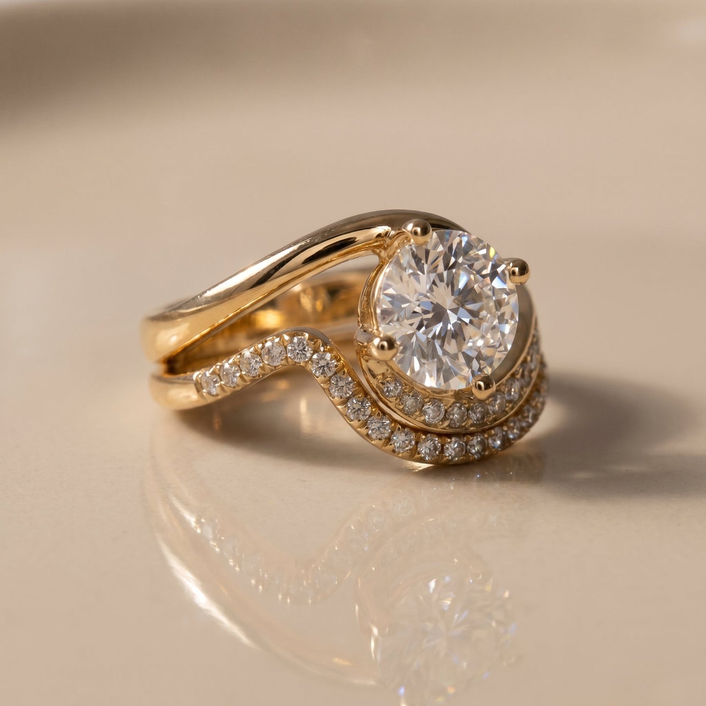 1.0 CT Round Solitaire Moissanite Diamond Bridal Ring Set