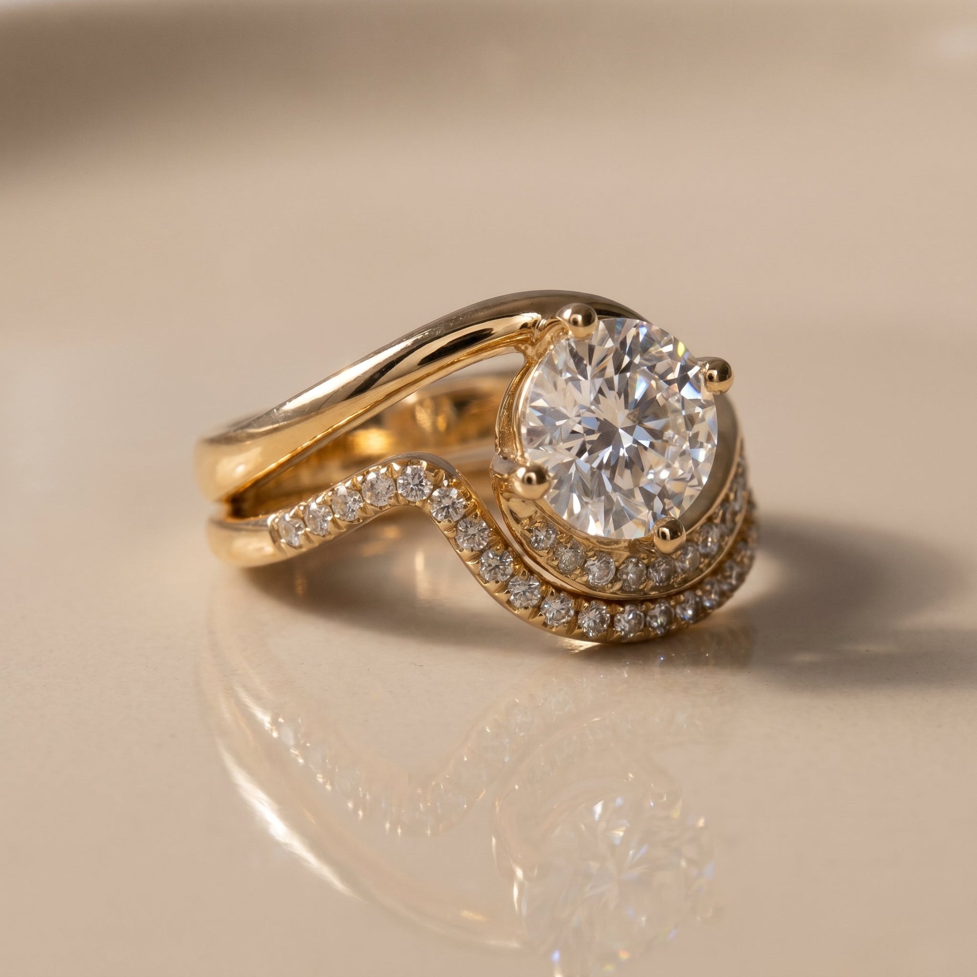 1.0 CT Round Solitaire Moissanite Diamond Bridal Ring Set
