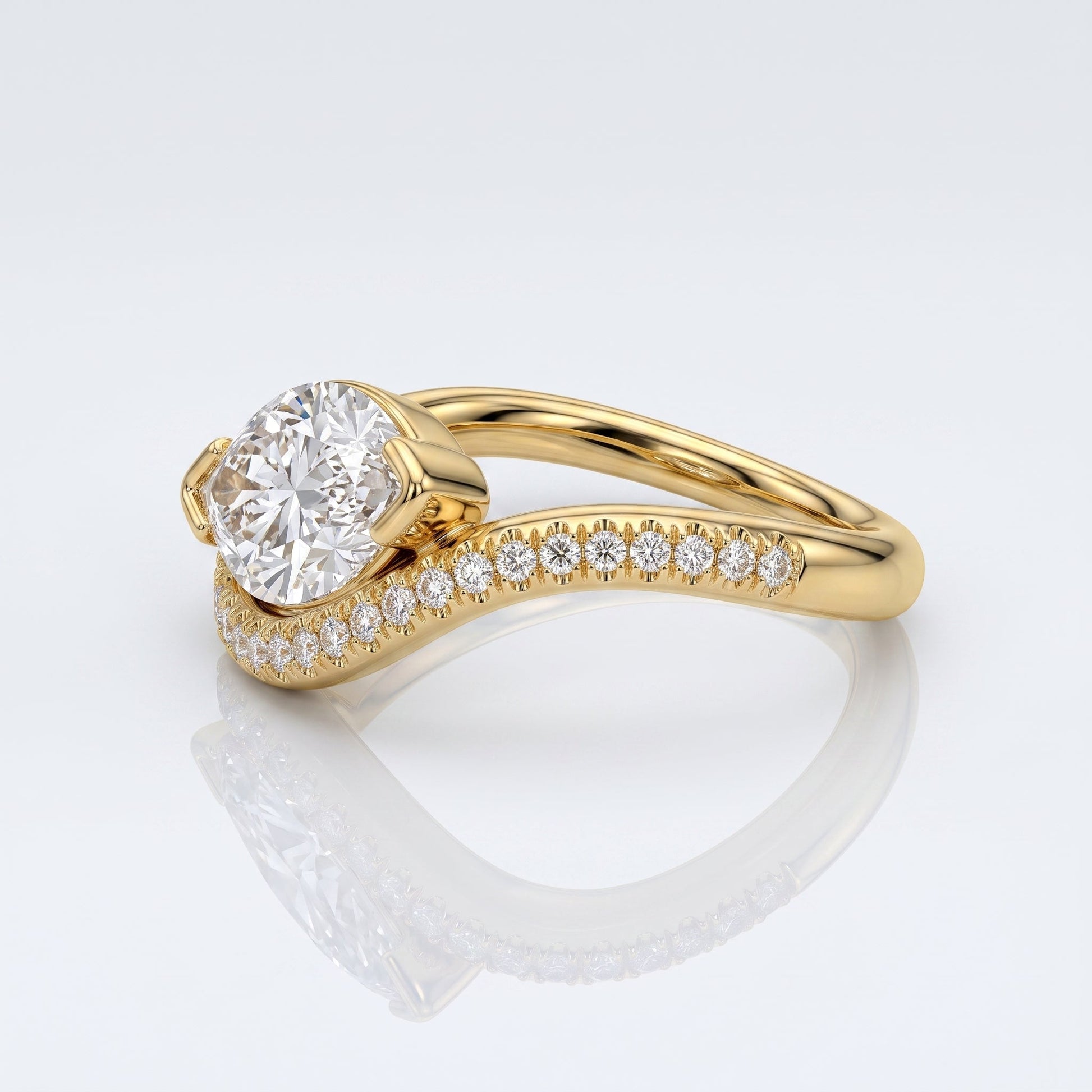 Marquise Swirl Solitaire Engagement Ring – 1 CT Lab Grown Diamond