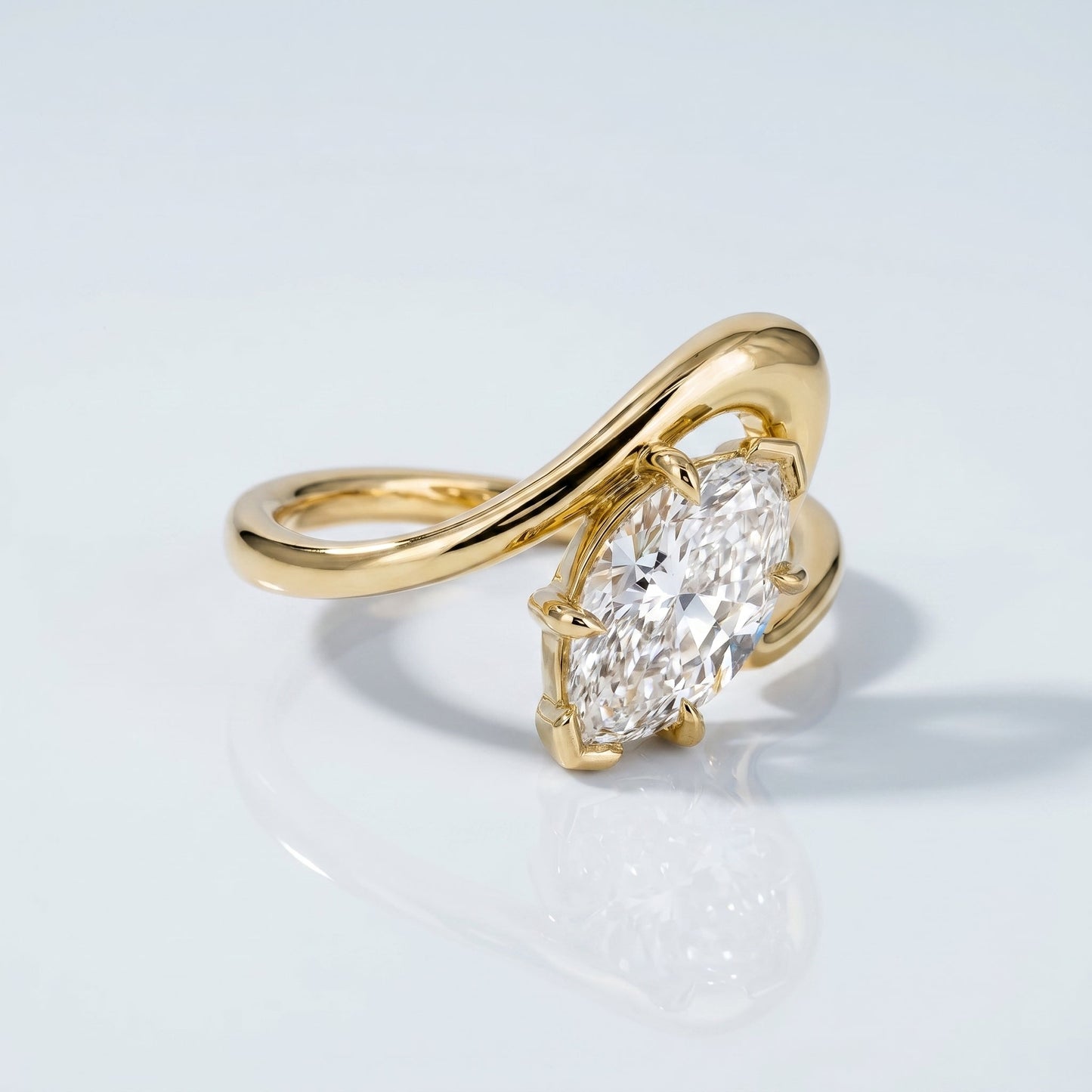 Marquise Swirl Solitaire Engagement Ring – 1 CT Lab Grown Diamond