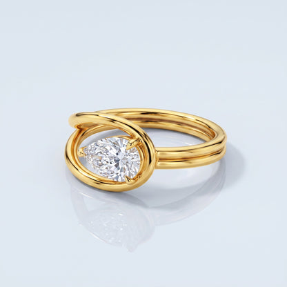 Marquise Swirl Solitaire Engagement Ring – 1 CT Lab Grown Diamond