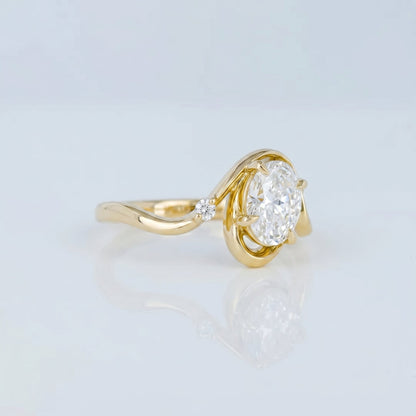 Marquise Swirl Solitaire Engagement Ring – 1 CT Lab Grown Diamond