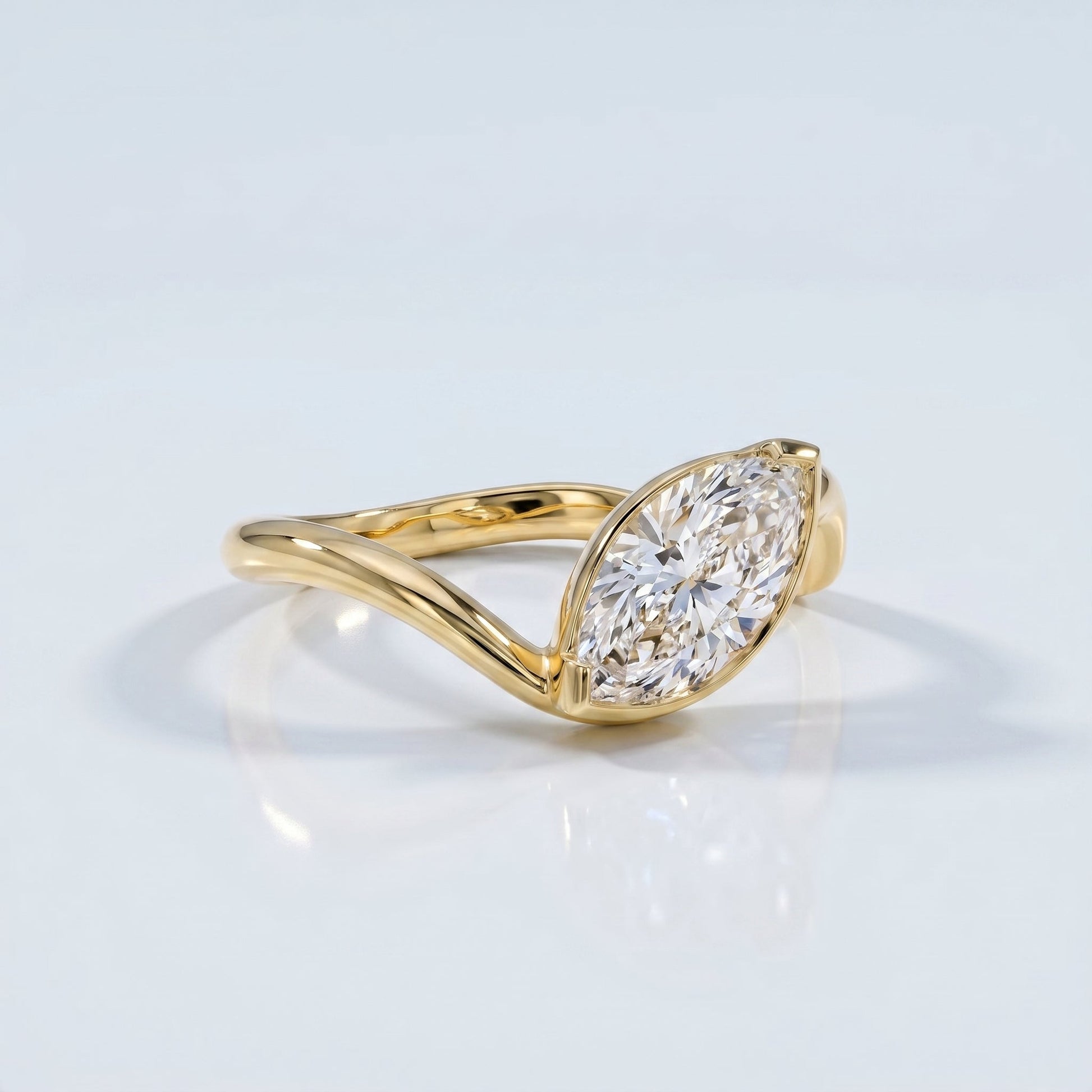 Marquise Swirl Solitaire Engagement Ring – 1 CT Lab Grown Diamond