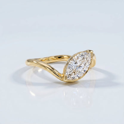 Marquise Swirl Solitaire Engagement Ring – 1 CT Lab Grown Diamond