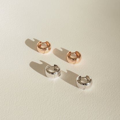 Wide Gold Huggies Earrings in Gold 3