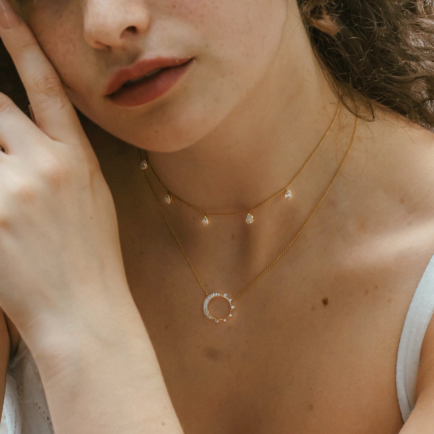 0.23 TCW Round Moissanite Diamond Pendant Necklace in Solid Gold 2