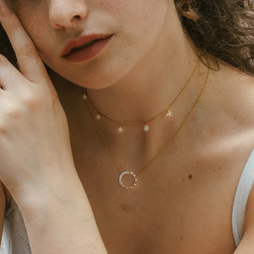 0.23 TCW Round Moissanite Diamond Pendant Necklace in Solid Gold 2