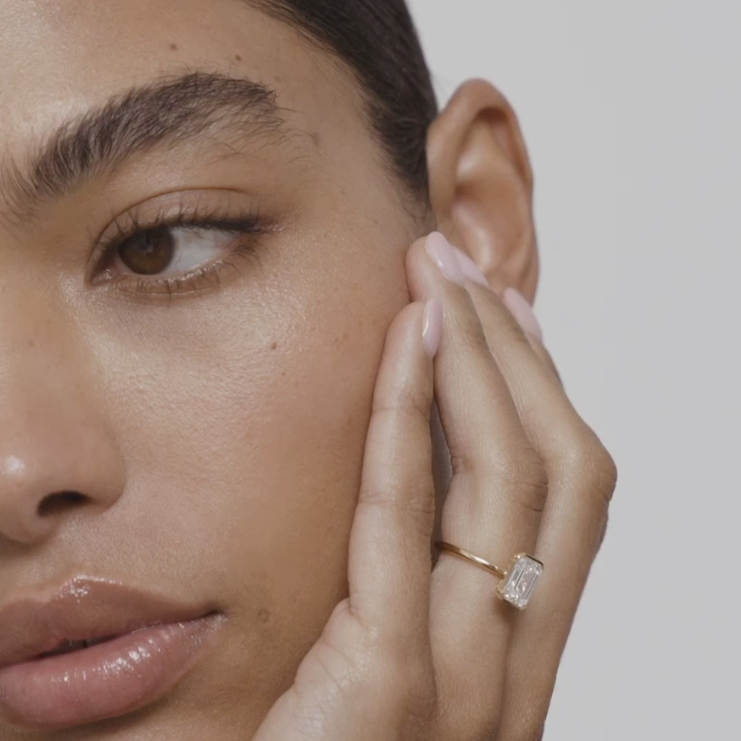 1.5 CT Radiant Cut Bezel Lab Grown Diamond Engagement Ring