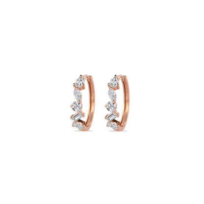 1.50 TCW Round, Marquise, Pear & Baguette Cut Moissanite Hoops Earrings in Gold 2