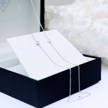 0.30 TCW Round Moissanite Diamond Floating Diamond Bezel Necklace in Solid Gold 2