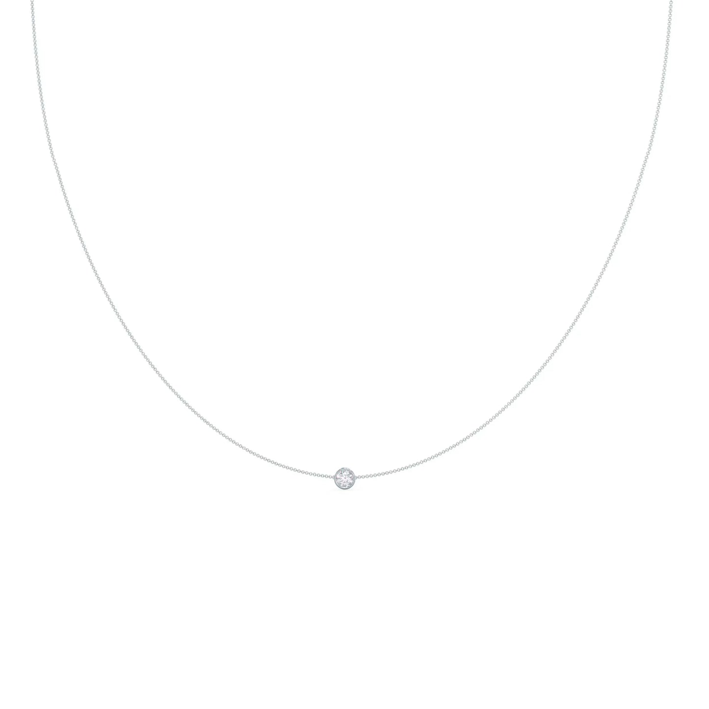 0.10 CT Round Moissanite Diamond Bezel Pendant Necklace in Solid Gold 5