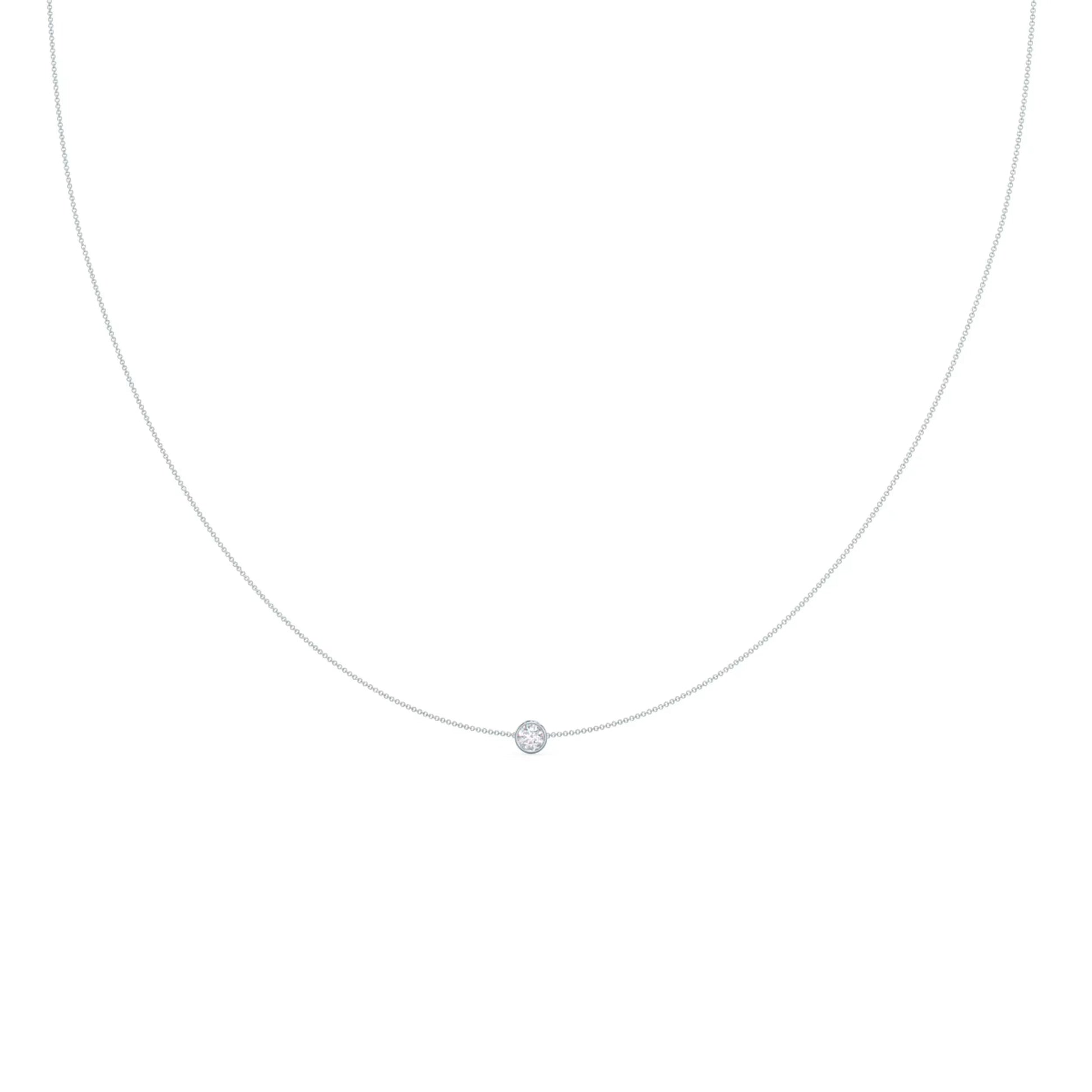 0.10 CT Round Moissanite Diamond Bezel Pendant Necklace in Solid Gold 5