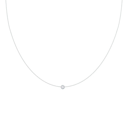 0.10 CT Round Moissanite Diamond Bezel Pendant Necklace in Solid Gold 5