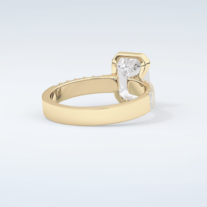 2.0 CT Emerald Cut Half Bezel Moissanite Engagement Ring (US Size 7 Ready To Ship)