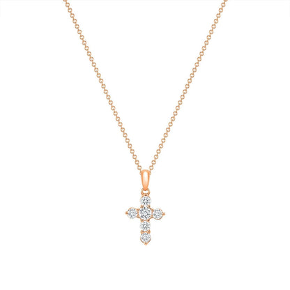 0.50 TCW Round Cut Moissanite Diamond Cross Pendant Necklace in Solid Gold 12