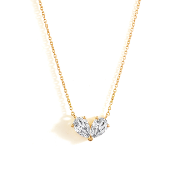 1.0 CT Pear Moissanite Diamond Two Stone Pendant Necklace in Solid Gold 1