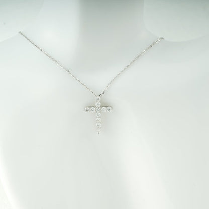 0.50 CT Round Moissanite Diamond Cross Pendant Necklace in Solid Gold 6