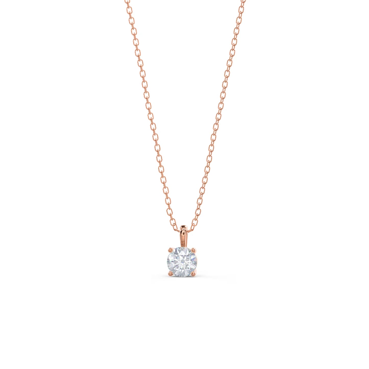 1.0 CT Round Moissanite Diamond Solitaire Necklace in Solid Gold 6