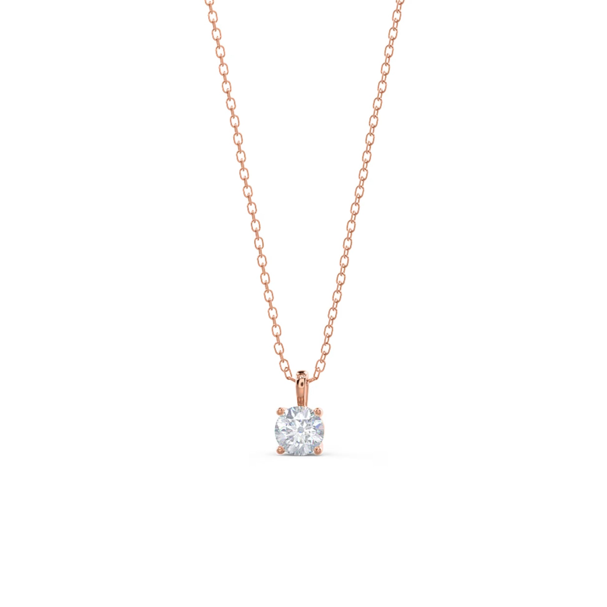 1.0 CT Round Moissanite Diamond Solitaire Necklace in Solid Gold 6