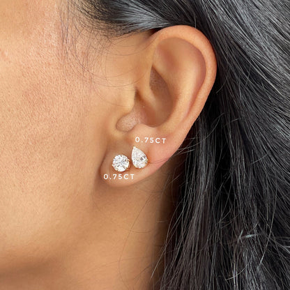 1.0 TCW Round Cut Moissanite Stud Earrings in Gold 3